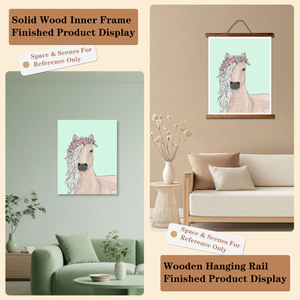 Peinture par numéros DIY Cheval blanc avec couronne de fleurs, disponible sans cadre ou avec cadre, défilement encadré disponible, décoration murale animale fraîche pour la maison, peinture à l'huile - Product Image 6