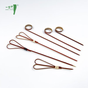 Brochetas de nudo de bambú rojo y negro, herramientas Teppo con logotipo personalizado con púas de hamburguesa de bambú Natural, palo de flores para barbacoa, accesorios para el hogar - Product Image 1