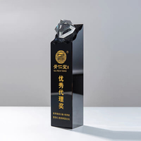 Cadeaux souvenirs Trophée diamant noir en cristal Trophée trophée en cristal noir personnalisé avec MH-J610 diamant clair