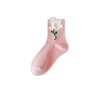 Chaussettes tube longues pour filles japonaises pour femmes, printemps, taille de l'équipage, imprimé floral pour le football.