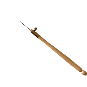 Crochets à broder en acier inoxydable avec manche en <span class=keywords><strong>bois</strong></span>, aiguille à poinçonner avec 3 aiguilles, tambour français, perles, paillettes, couture artisanale - Product Image 1