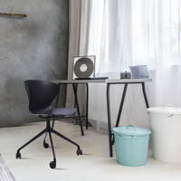 Chaise de bureau moderne en plastique confortable avec base à roulettes en aluminium, chaise ergonomique fixe pour la maison, le bureau et la salle d'étude