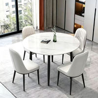 Table à manger en pierre brillante de style italien, chaise moderne simple et luxueuse, table à manger rectangulaire extensible 4 places