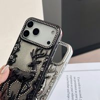Coque de téléphone portable 3D élégante avec paillettes cerf et diamants pour Noël, compatible iPhone 17 Air, 16, 15, 14, 13, 12 Pro Max et 17 Plus