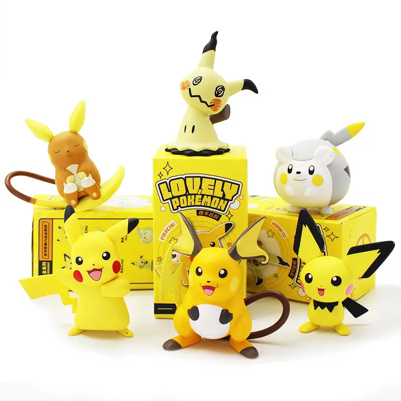 6 Stks/set Pokemones Mini Pvc Actiefiguren Set Pichu Mimikyu Raichu Speelgoed Voor Kinderen In Doos