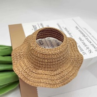 Chapeau de poupée Labubu en herbe naturelle, accessoire pour animaux de compagnie, jouet d'été respirant à oreilles ouvertes et dessus creux, 48-50cm