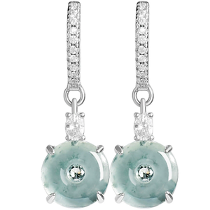 ต่างหูหยกเจไดต์สีน้ำเงินเกรด A แท้ธรรมชาติ รูปทรงแนวนอน หยกเกรดเย็นเหมือนน้ำแข็ง เงินแท้ S925 ต่างหูผู้หญิงระดับไฮเอนด์ - Product Image 4