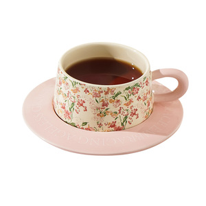 ชุดแก้วกาแฟเซรามิคสไตล์เรโทร ลายโบว์ สีม่วง พร้อมจานรองสำหรับดื่มน้ำชายามบ่าย - Product Image 5