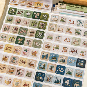 Paquete de 20 pegatinas de la serie Lista de Deseos de 50 <span class=keywords><strong>D</strong></span>ías, pegatinas de imitación de bordado para diario hecho a mano, collage decorativo DIY - Product Image 3
