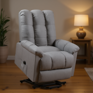 Sillón Reclinable Eléctrico de Tela Gris Claro con Estructura Metálica, Diseño Contemporáneo para Sala de Estar - Product Image 2