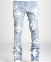 Pantalon en jean Y2K pour homme, streetwear de haute qualité, gris camouflage, avec patchs et rivets, OEM/ODM, collection 2026