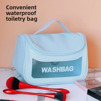 Trousse de Toilette/Maquillage Portable en PU Mat, Grande Capacité, Imperméable et Anti-Poussière, Style Lettre Ouverte d'Influenceur
