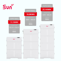 Module de batterie domestique SunPlus LiFePO4 10,2 kWh 15,3 kWh 20,4 kWh avec protection IP65, 5000 cycles, stockage d'énergie solaire, montage au sol/mural
