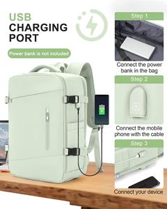 Sac à dos de voyage extérieur personnalisé avec port de charge USB, imperméable, antivol, compartiment à chaussures en Oxford, sac à dos en polyester - Product Image 2