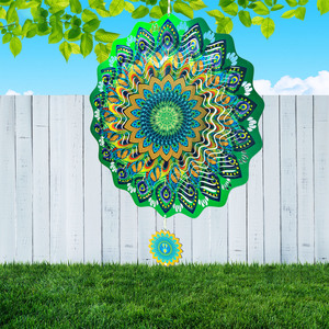 Filatori a vento da appendere in legno riutilizzabili con motivo a colibrì in metallo tagliato al laser appeso 3D <span class=keywords><strong>wind</strong></span> Spinner outdoor yard - Product Image 4