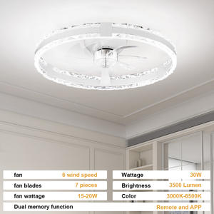 Ventilateur de plafond ultra-fin moderne, design à 7 pales, LED dimmable 3000K-6500K, moteur DC 6 vitesses, télécommande par application - Product Image 6