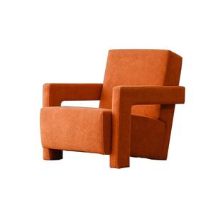 Zayshine nordico moderno Bestseller classico per il tempo libero sedia di flanella arancione Utrecht poltrona in legno massello sedie da soggiorno - Product Image 6