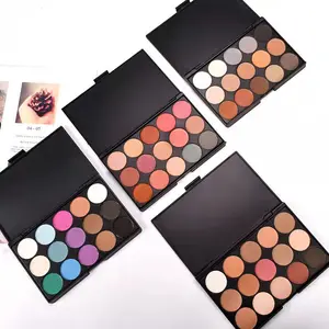 Private Label Makeup Custom Color Package Box High Pigmented Cosmetic15 Colors Eye Shadow Makeup Pallets with Eye Shadow Brushes
