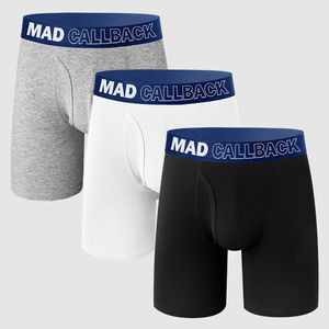 Calzoncillos bóxer de diseñador para hombre, bolsa de soporte Total, ropa interior de pierna larga frontal abierta, calzoncillos bóxer de algodón para hombre de ángulo plano, venta al por mayor - Product Image 2