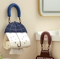 Sac à mouchoirs suspendu mignon de style dessin animé, rouleau de serviettes murales imperméables, distributeur de mouchoirs, couvercle de sac à papier toilette
