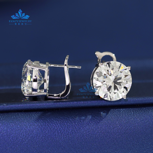 Pendiente trasero inglés Diamante grande 5CT 11mm LAB Creado Diamante D VS1 Pendiente de mujer de cuatro puntas <span class=keywords><strong>Oro</strong></span> de 18 quilates AU750 con IGI - Product Image 1