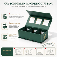 Boîtes cadeaux rigides magnétiques non pliables avec fenêtre découpée et insert à compartiments pour l'emballage de kits d'huiles essentielles et de soins de la peau