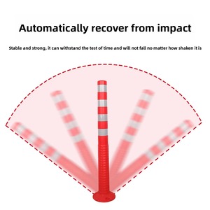 Poste de Advertencia Elástico de PVC Resistente con Cinta Reflectante de Alta Visibilidad, 65 cm de Altura, para Seguridad Vial - Product Image 2