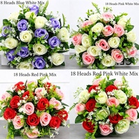 LUYI Handgefertigter Wunderschöner Bunter Premium Großer Künstlicher Seidenrosenstrauß für Braut Hochzeit Weihnachten & Neujahr