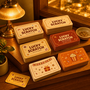 Carte à gratter personnalisée porte-bonheur avec logo sur mesure, découpée sur mesure, forme spéciale, ticket de jeu à gratter, récompense à gratter de forme irrégulière personnalisée - Product Image 4