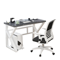 Mesa de ordenador personalizada para escritorio de juegos en blanco y negro moderna al por mayor con nuevo diseño de material metálico para oficina en casa