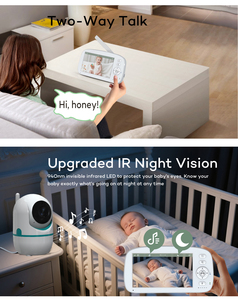 Caméra de surveillance pour bébé 2,4 GHz avec écran 5 pouces, vision nocturne 720P, rotation panoramique/inclinaison, communication bidirectionnelle, longue autonomie de la batterie, étanche IP66, détection de mouvement - Product Image 3