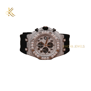 Montre en diamant Moissanite de tous les jours avec mouvement à quartz fiable et lunette glacée conçue pour le confort, la précision et la sophistication - Product Image 1