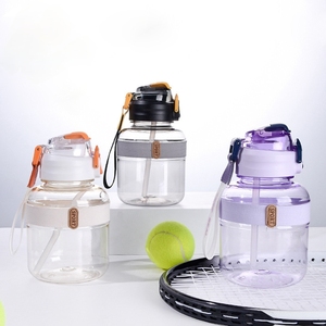 Botella de agua Big Belly de 1000ml con pajita, botella deportiva de plástico portátil de gran capacidad, sin BPA, para niños, escuela, gimnasio - Product Image 3