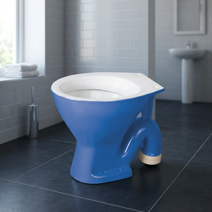 Inodoro Europeo de Cerámica Vitrosa Rústico Azul de Doble Color con Sifón S/P y Tanque Oculto de Doble Descarga - Product Image 1