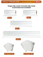 Film PET DTF Qinyu personnalisable 30 33 60 120cm à transfert thermique simple face, haute qualité, durable, pour impression textile