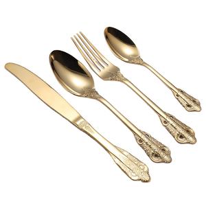 Alta calidad 304 Palace Series diseño tallado Vintage cubiertos cuchara Western Luxury Hotel 4 piezas Juego de cubiertos - Product Image 1