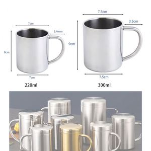 Tasses à café/thé isothermes en métal durables sans BPA avec logo personnalisé, 220 ml/300 ml, en acier inoxydable à double paroi avec poignée - Product Image 2