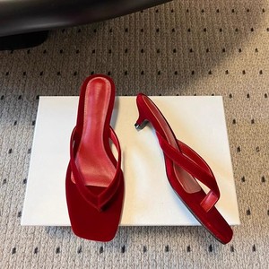Heeled Sandals Women Square Toe Low Block <b>Heel</b> Genuine Leather Slip On Summer Elegant Breathable Solid Color - Product Image 2