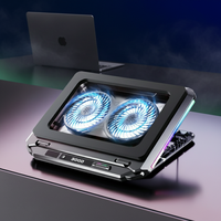 Support de refroidissement pour ordinateur portable RGB D16 à double ventilateur, radiateur puissant pour le gaming et le bureau