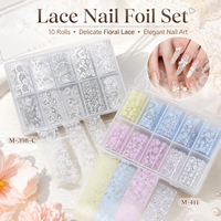 Nouveaux autocollants de transfert 2D pour nail art, motifs floraux en dentelle rouge vin, noir et blanc, peints à la main, pour la beauté des ongles et le vernis gel DIY