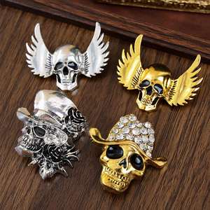 Fashion Motorcycle Biker Brooches Halloween Skull <b>Pin</b> Punk Skeleton <b>Badge</b> Gothic Brooch for Jewelry Accessory Gifts Wholesale - Product Image 2