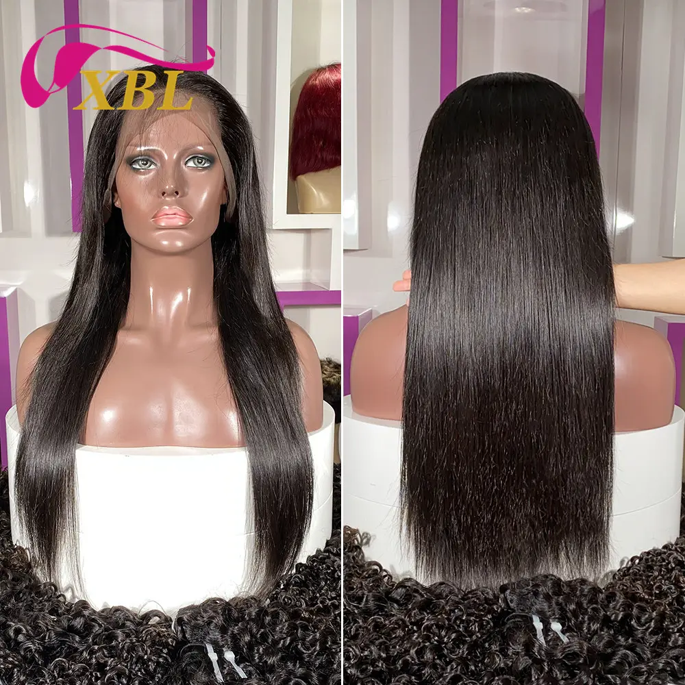XBL şeffaf bakire dantel ön peruk insan takma saç, hiçbir saçsız uzun son hd dantel ön peruk, toptan ham brezilyalı saç peruk