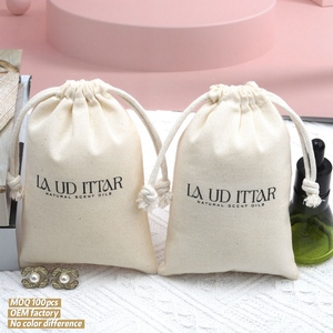 Sac cadeau en coton imprimé avec logo personnalisé, petit sac en coton pour vernis à ongles, bougies, emballage cadeau, sac en mousseline réutilisable avec cordon de serrage - Product Image 1