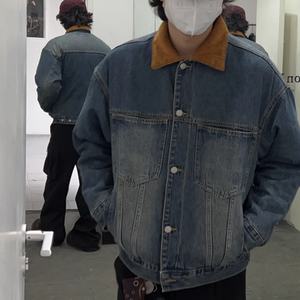 Wholesale Embroidered logo Denim <b>Jackets</b> for Men and <b>Women</b> American Retro <b>Corduroy</b> Lapel <b>Jackets</b> for Autumn and Winter - Product Image 5