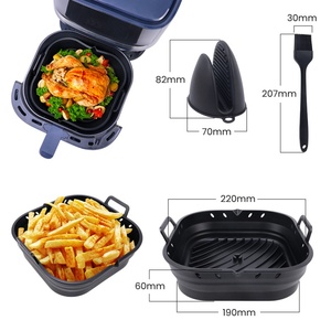 4 paquetes de freidora de aire de cocina plegable, molde de silicona para hornear, revestimientos de cesta de olla, accesorios cuadrados para freidora de aire con agujeros para Airfryer - Product Image 1