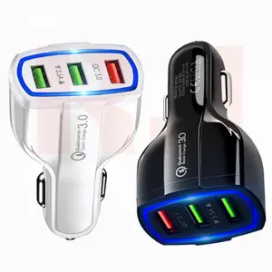 3 Port Usb Car Charger Quick Charge 3.0 Usb Sigarettenaansteker Adapter Fast Charger