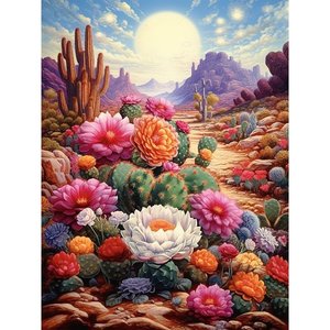 30 * 40cm卸売カスタムサボテン花絵海景ラウンドフルドリル5dDiyアクリルビーズ額入りダイヤモンド絵画 - Product Image 6