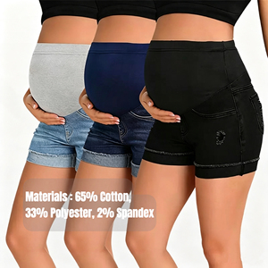 Shorts <span class=keywords><strong>en</strong></span> <span class=keywords><strong>jean</strong></span> <span class=keywords><strong>de</strong></span> maternité pour femmes, ourlet plié, extensibles, confortables, décontractés, sous le ventre, vêtements <span class=keywords><strong>de</strong></span> <span class=keywords><strong>grossesse</strong></span> d'été avec poches - Product Image 3