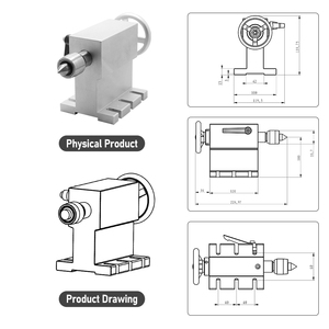 K11 130MM CNC 4 axes rotatif 130mm 3 mâchoires mandrin 1:10 axe rotatif 4ème axe mandrin contre-pointe pour CNC routeur fraiseuse - Product Image 3