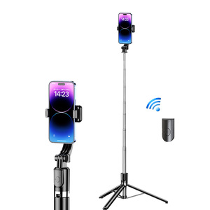 Bâton de selfie de <span class=keywords><strong>trépied</strong></span> de téléphone portable 3 en 1 de 170cm <span class=keywords><strong>avec</strong></span> <span class=keywords><strong>télécommande</strong></span> sans fil réglable Portable et facile à utiliser - Product Image 1